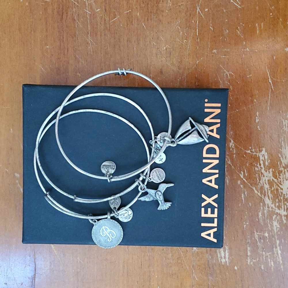 Bundle of 3 Alex & Ani silver bracelets